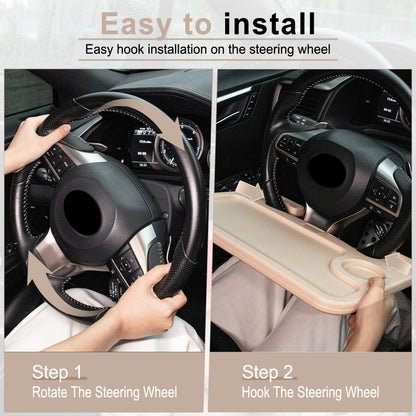 JUSTTOP Car Steering Wheel Desk for Laptop,Multipurpose Travel Car Accessories, Car Seat Stand Trays for Eating, Steering Wheel Under Table Console(Black)