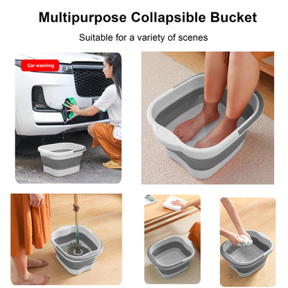 Leemeimei Collapsible Foot Soak Tub 15L(4 GL) with Handle, Bath Massager for Dry Cracked Feet, Plastic Grey Foot Bucket