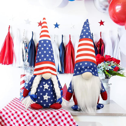 Regine Switzerland Patriotic USA Gnomes - 250th Anniversary Home Decor - Red, White & Blue Figurines for 4th of July Celebrations