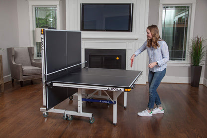 JOOLA Rally TL Professional MDF Indoor Ping Pong Table w/Quick Clamp Table Tennis Net & Post Set - 10 Minute Easy Assembly - Corner Ball Holders - Tournament Quality - Includes Playback Mode