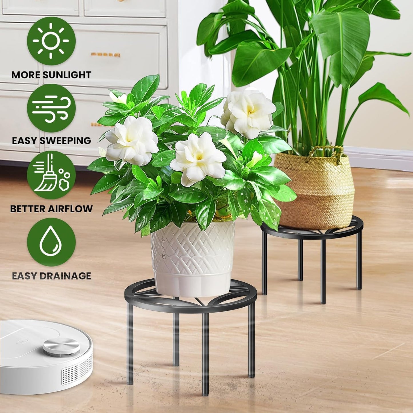 2-Pack Use(11.81" TOSKING Plant Stands - Heavy Duty Low Plant Stand, No Assembly Required Risers for Potted Plants