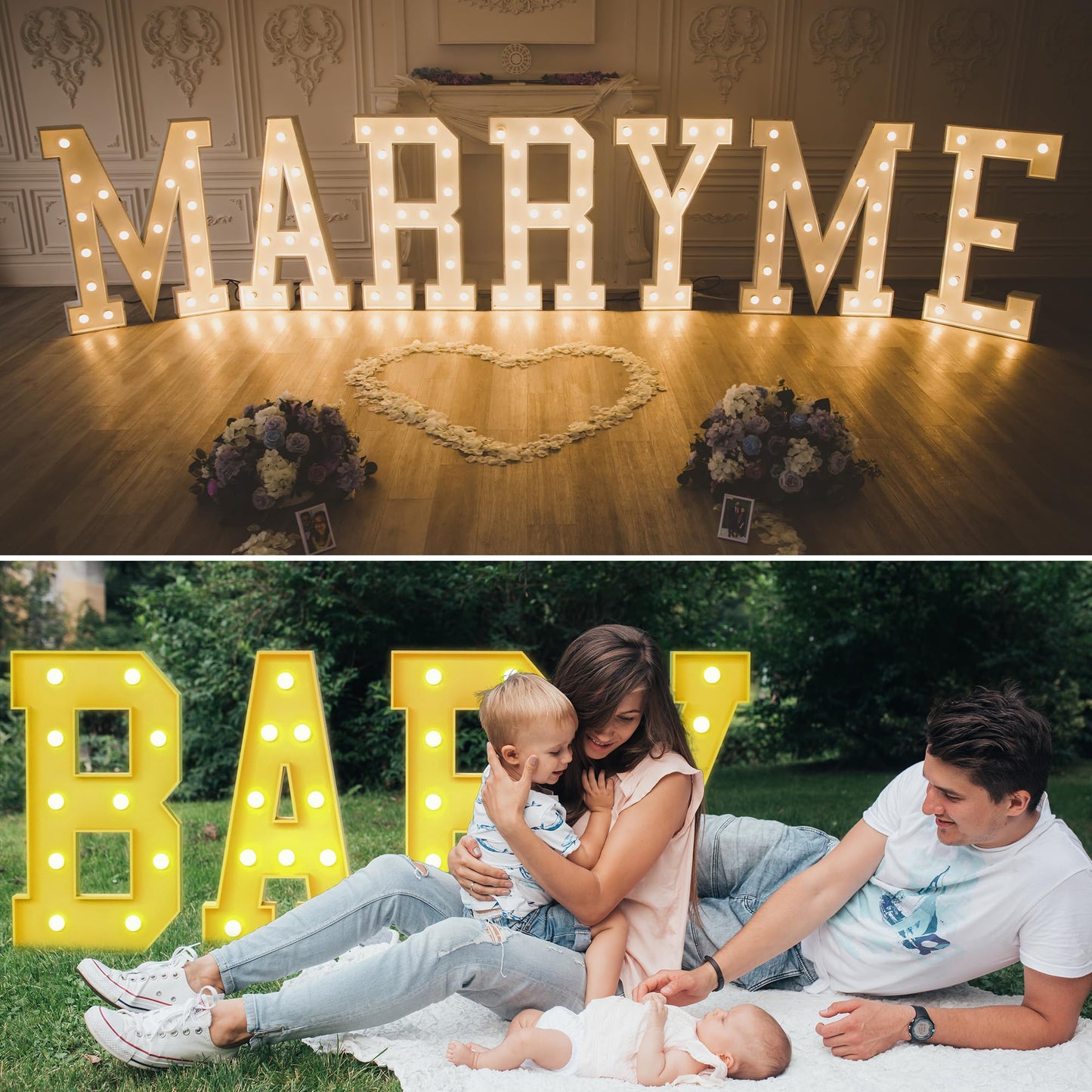 Foaky 3FT Large Marquee Light Up Letters,Gaint Light up letters for Party Decor, Anniversary Decoration,Big Marquee Letters for Birthday,Pre-Cut Foam Board Kit (R,3FT)
