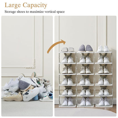 VECELO 6 Tier Vertical Narrow Shoe Rack, Free Standing Shoe Racks, Skinny Shoe Shelf Easy Assembly, Compact Shoe Organizer Space Saving for Small Spaces, Entryway, Garage, Front Door Entrance, Grey