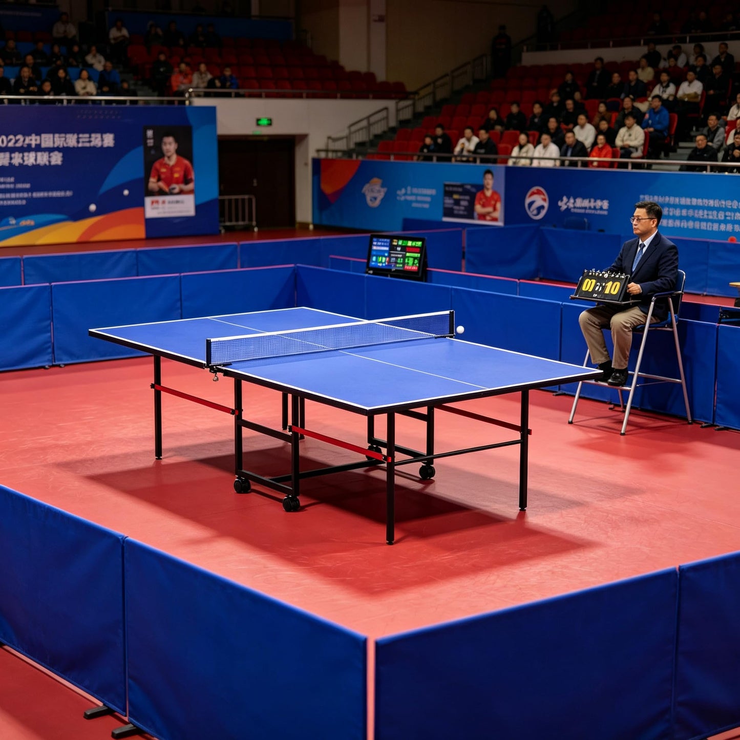 8FT Table Tennis Table with Net, Indoor/Outdoor Professional Ping Pong Table for Kids Adults, Folding Ping Pong Table, Complete Set with Paddles and Balls, School Playground Game Table (Blue)