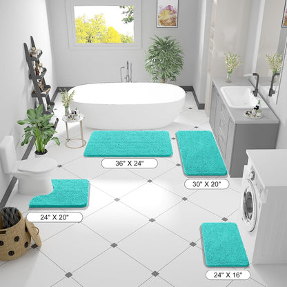 OLANLY Large Chenille Bath Rugs - Extra Soft & Absorbent | Quick Dry, Machine Washable, 40x32, Teal