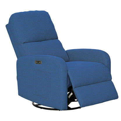 Ink+Ivy Recliner & Rocking Chair: Glider Recliner Nursery Chair for Living Room & Bedroom, Swivel Rocker Recliner with Side Pockets, Comfy Chair for Small Spaces, Blue