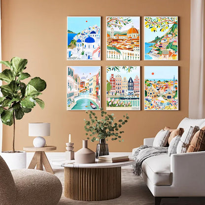 ARPADAMO 6 pack Aesthetic Diamond Art Kits for Adults,5D Landscape Diamond Painting DIY Diamond Art Diamond Painting Kits for Adult,Round Full Drill Diamonds, Diamond Art Kits for Home Decor-12x16inch