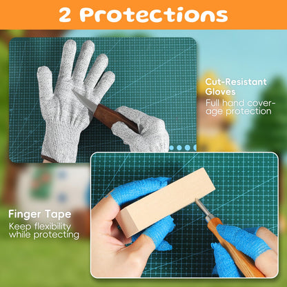 Housolution Wood Carving Kit with Carrying Bag, 29PCS Wood Carving Tools Whittling Kit Includes Carving Knives Carving Chisels Basswood Blocks Gloves, Woodworking Tools for Beginners DIY Hobbies, Gray