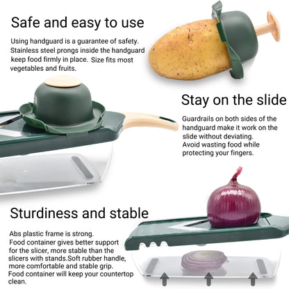NACOLUS Adjustable Mandoline Slicer for Kitchen - Ultra Sharp V-Blade with Container, Julienning Slicer for Potatoes, Apples, Onions, Tomatoes