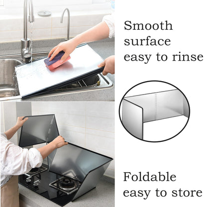 Splatter Screen - 4 Sided Stainless Steel Grease Splatter Guard for Frying Pan, Fine Mesh Oil Splash Protector, Stove Top Splatter Shield, Easy Clean & Durable Kitchen Essential