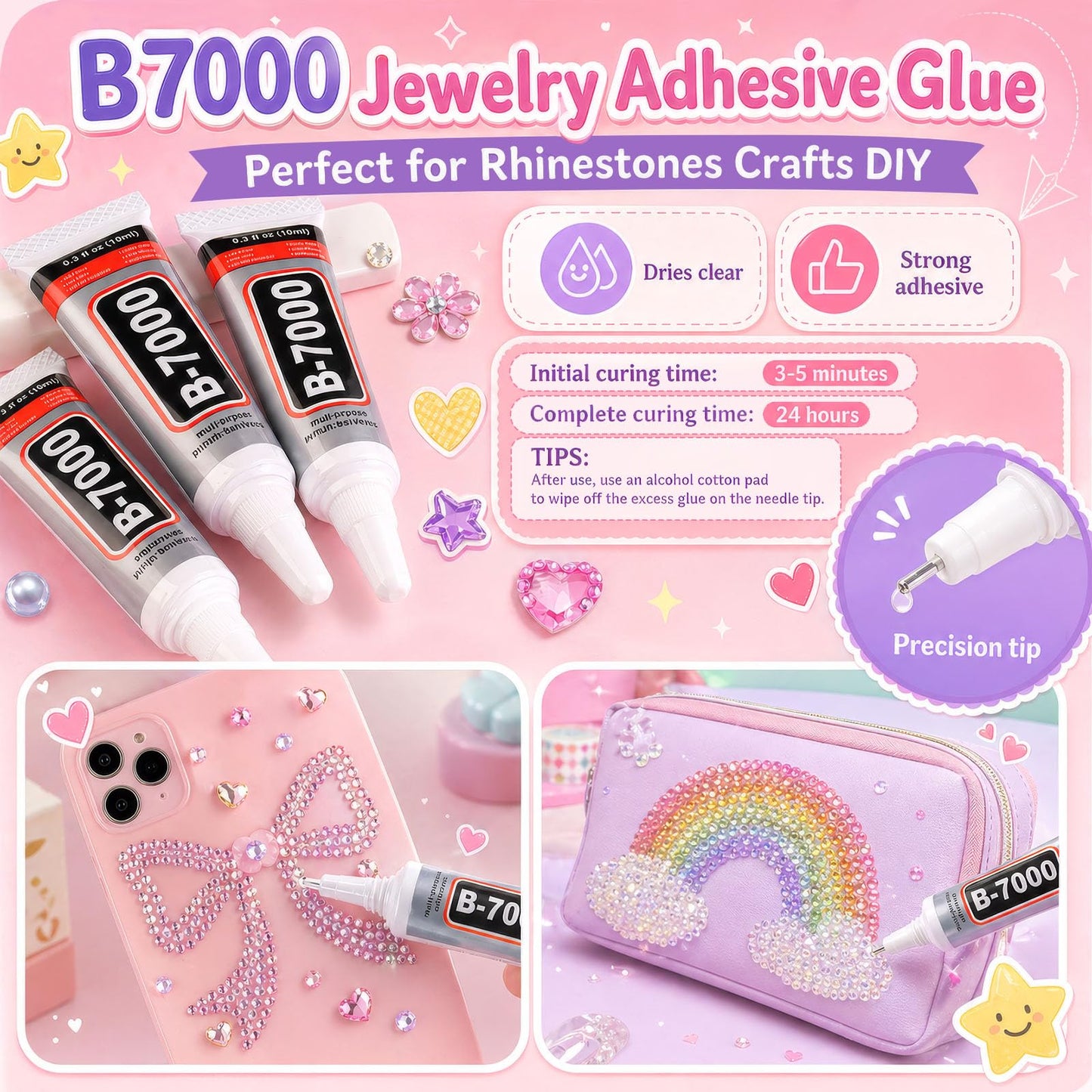 40000 Pcs Resin Jelly Rhinestones for Bedazzling Kit, 40 Colors 3mm Flatback Rhinestones with 3 Pcs B7000 Jewelry Glue & Tools, Bedazzler Kit for Clothes Book Shoes DIY Nails & Art Makeup