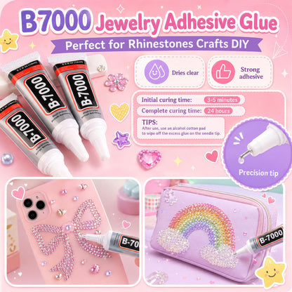 40000 Pcs Resin Jelly Rhinestones for Bedazzling Kit, 40 Colors 3mm Flatback Rhinestones with 3 Pcs B7000 Jewelry Glue & Tools, Bedazzler Kit for Clothes Book Shoes DIY Nails & Art Makeup