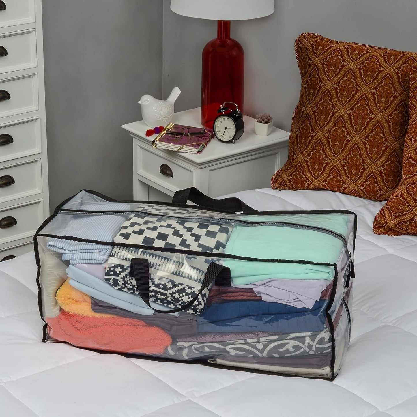 Clear Storage Bags, 3 Pack Zippered Moving Bags, Heavy Duty Transparent Totes for Packing and Organizing