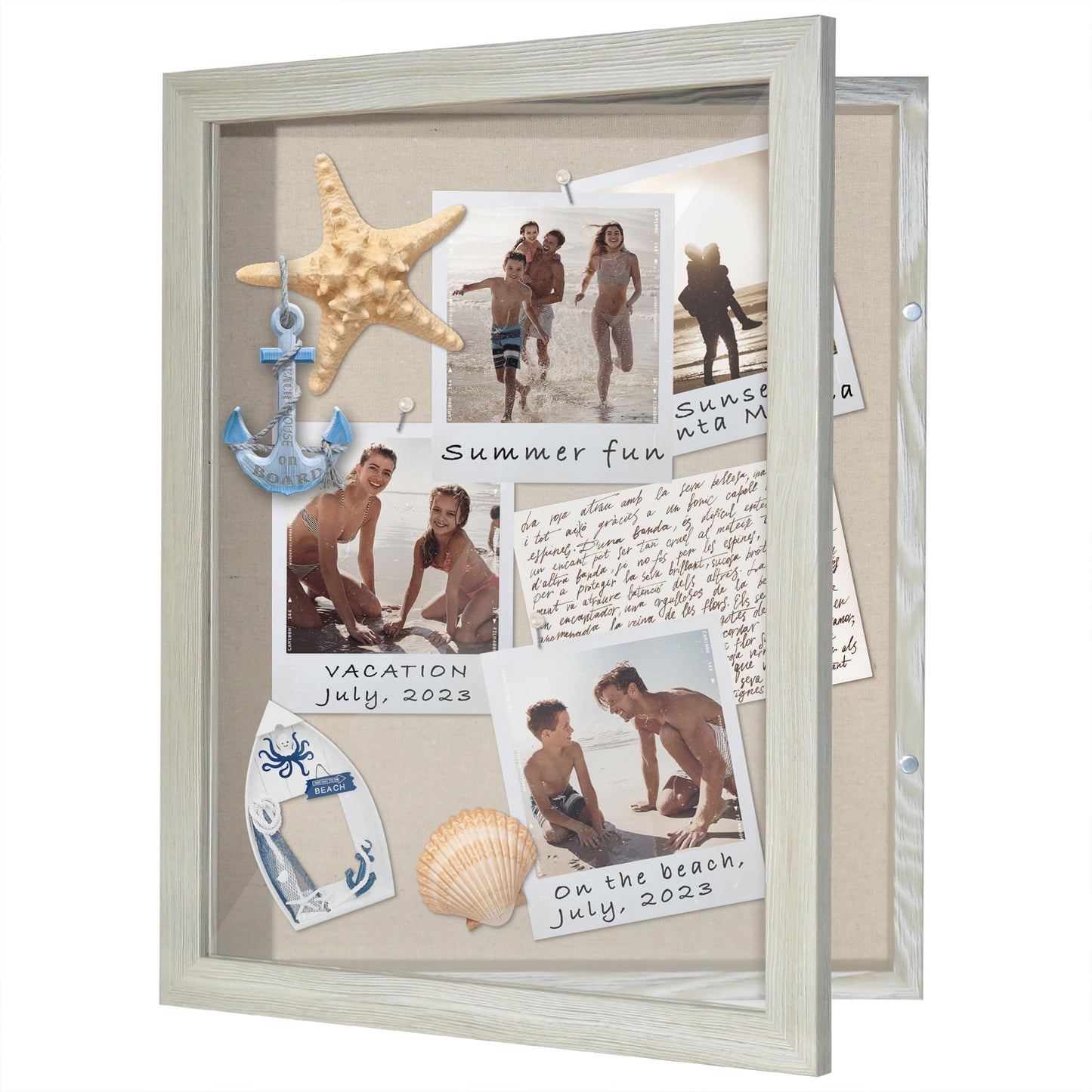 Americanflat Front Opening 11x14 Shadow Box Frame with Shatter-Resistant Glass - Silhouette Collection - Shadow Box Display Case for Tabletop and Wall Display - Grey Wood