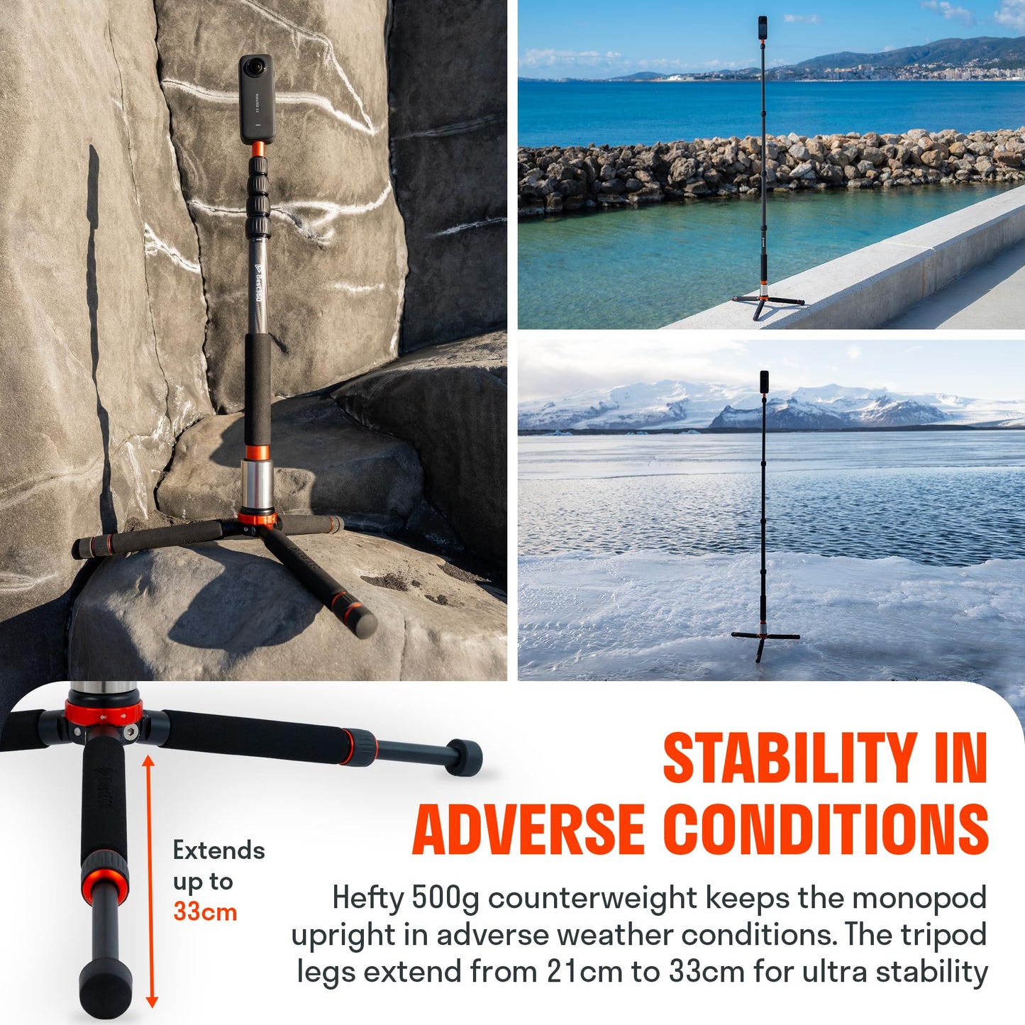 Best360 Monopod Pro Carbon Fiber Edition 360 Camera Stand, Compatible with Insta360 X5, X4, X3/DJI Osmo 360/GoPro MAX 2/Ricoh Theta X, Z1/Kandao Qoocam 3 Ultra