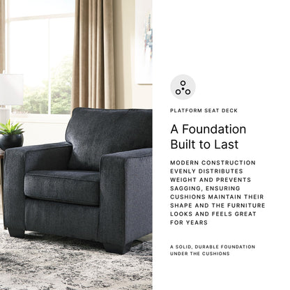 Signature Design by Ashley Altari Modern Chair, Reinforced Frame For Added Stability, Loose Seat Cushions, Back Height 37", Seat Height 20", Arm Height 26", Chenille Fabric, Dark Gray