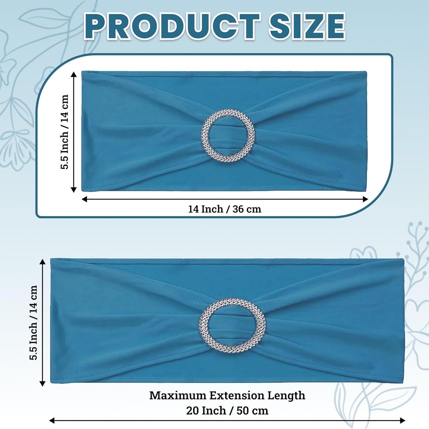 MDS Premium Spandex Chair Sashes - Stretchy Bow Covers with Buckle Slider | Dark Teal, Pack of 75