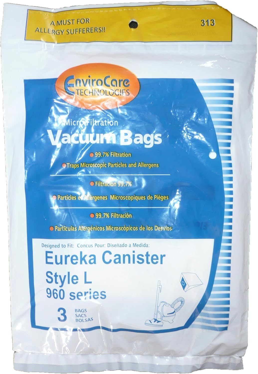 EnviroCare Replacement Micro Filtration Vacuum Bags for Eureka Style L, 9 Pack