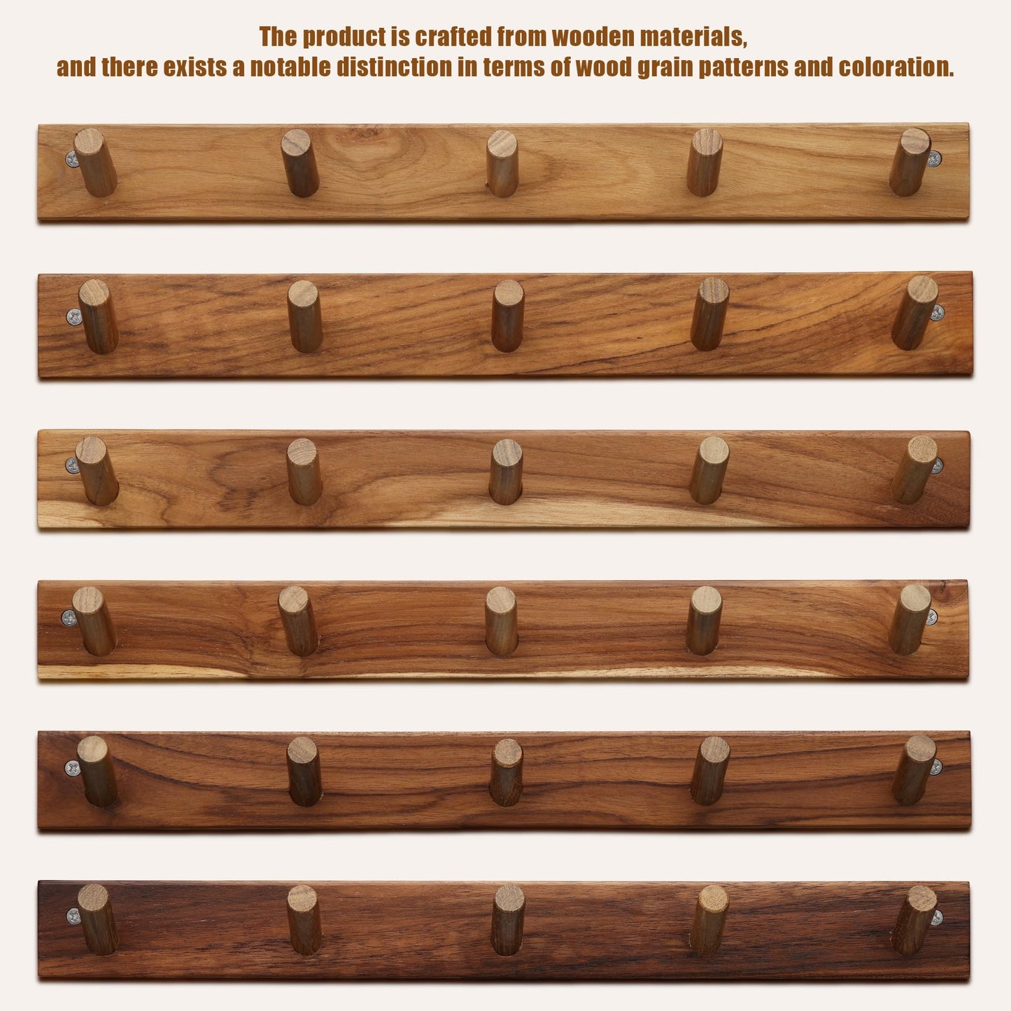 chiumay Natural Teak Wood Wall Hooks(Set of 2, 17.3") – Rustic Wooden Coat Hooks for Bathroom, Entryway & Bedroom – Durable Wall Pegs for Hanging Coats, Hats & Towels