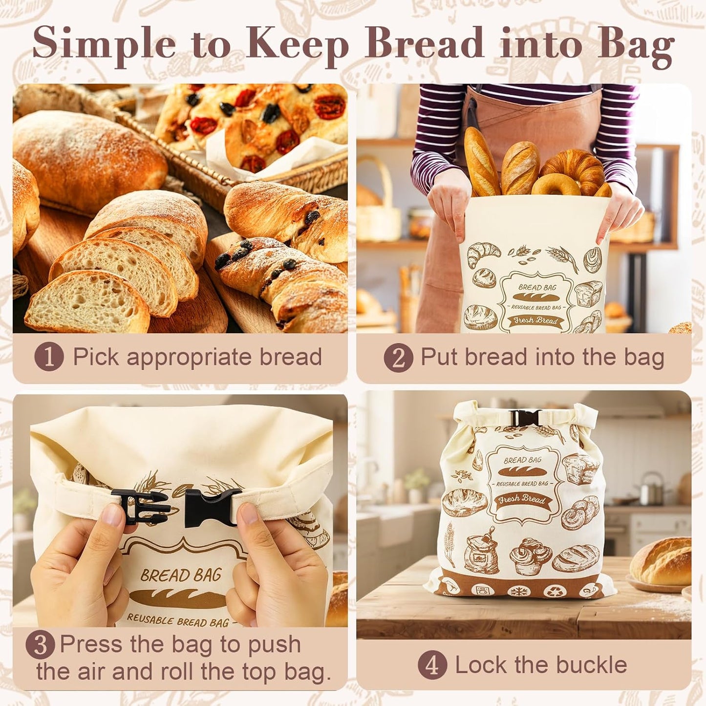 16"x12.5" 1 Reusable Bread Bags for Homemade Bread, Sourdough Bags with Foodgrade TPU Lining, Cotton Bread Bag