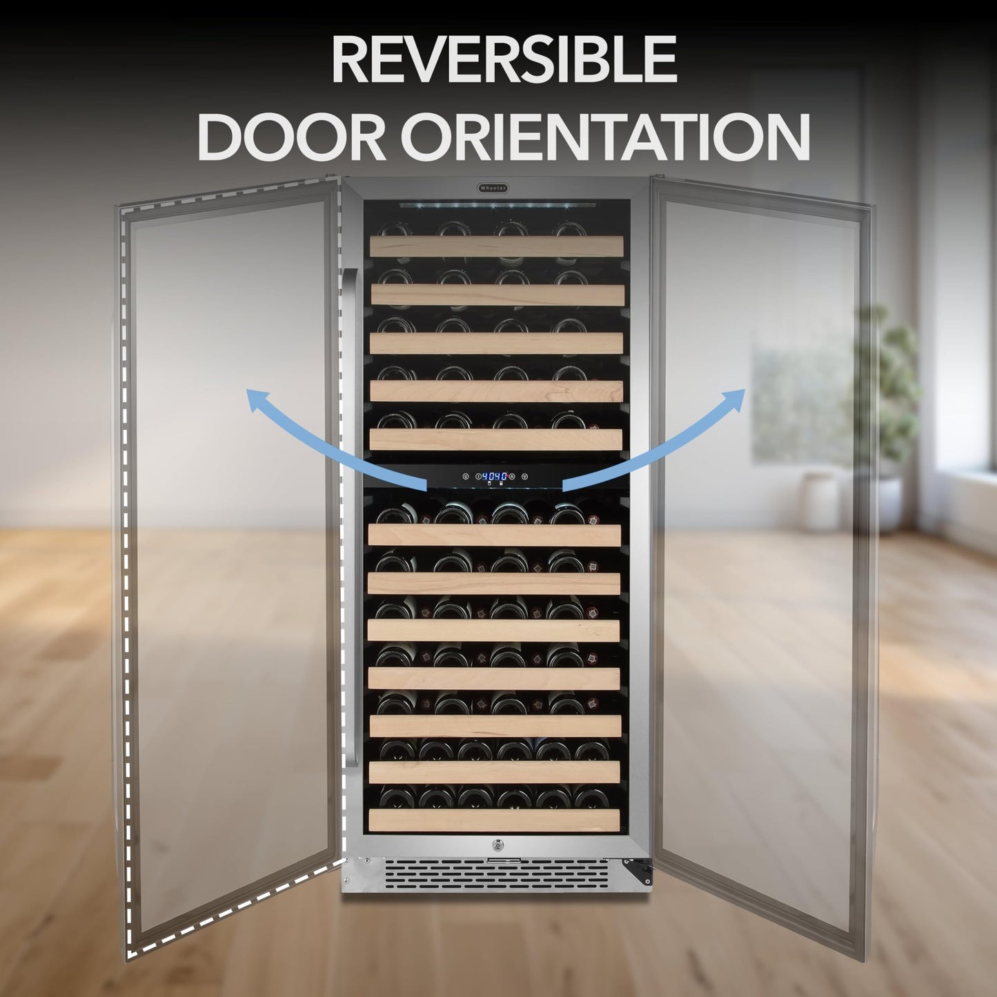 Whynter BWR-0922DZ 92 Built-in or Freestanding Stainless Steel Dual Zone Compressor Large Capacity Wine Refrigerator Rack for Open Bottles and LED Display, Dark Grey