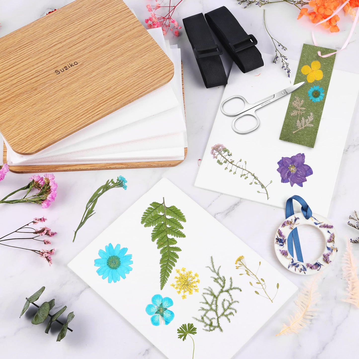 Suziko Professional Flower Press Kit 6 Layers 6.3 x 8.3 inch, Flower Pressing Kit for Adults Kids, Leaf Press,Great Gift Valentine's Day