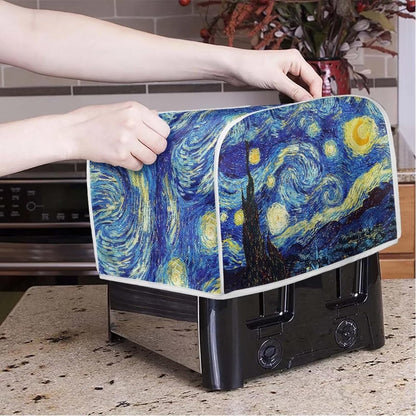 ZFRXIGN Starry Night Toaster Cover for 4 Slice Small Appliance, Washable Blue Dust Cover with Top Handle