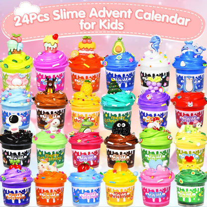 Slime Advent Calendar 2026 for Grils, Christmas Countdown Calendar for Kids, 24 Days of Xmas Count Down Calendar for Girls and Boys