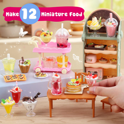12 Making Miniature Food Toys Set, DIY, Resin Play, NOT Edible, Kitchen Mini Pretend Play Food Set for Kids Age 8-13, Birthday for Girls, 8 9 10, Make Your Food