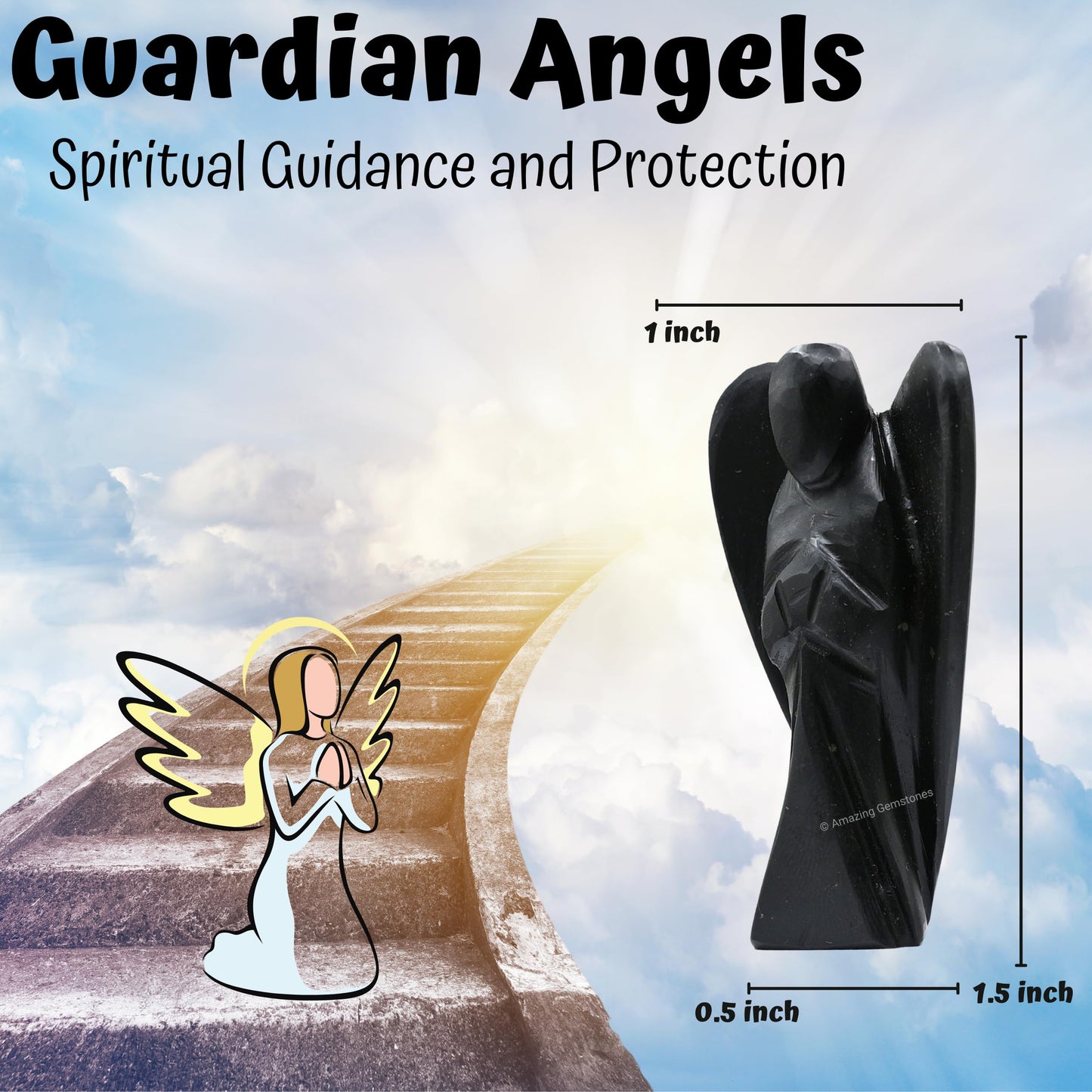 Amazing Gemstone Crystal Angel Figurines Bulk Set for Meditation Crystal Grid Gift - Wholesale Bulk Crystals and Healing Stones Premium Gemstones for Protection and Healing Energy - Pack of 5