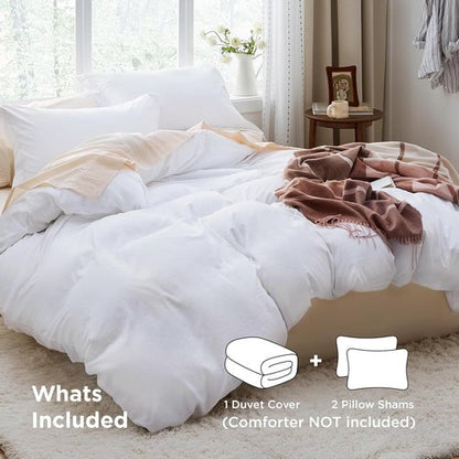 Bedsure California King Duvet Cover - Extra Soft Prewashed Cotton-Like Polyester Set, 104''x98'' with Zipper Closure & 2 Pillow Shams