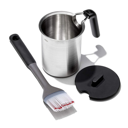 OXO Good Grips Grilling Tools, Basting Pot and Brush, Black