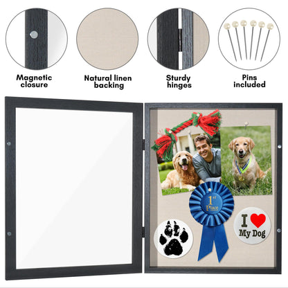 Americanflat Front Opening 11x14 Shadow Box Frame with Shatter-Resistant Glass - Silhouette Collection - Shadow Box Display Case for Tabletop and Wall Display - Black