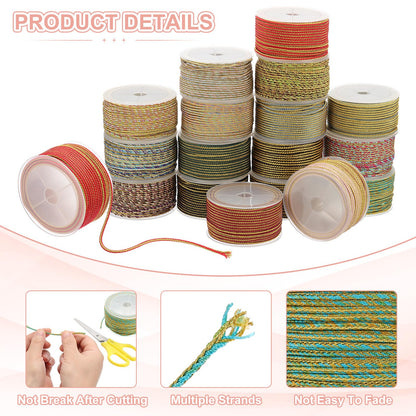 PATIKIL 15 Yards x 2.5 mm Braided Cord, Metallic Bracelet Knotting Macrame Cord Braiding Beading Thread Twine Rope for String Knitting DIY Jewelry Making Plant Wall Hanger, Gold