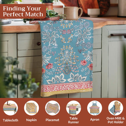 Maison d' Hermine Kitchen Towels Set of 3 100% Cotton 27.50" x 20" Reusable Cloth Tea Dish Towels Absorbent with Hanging Loop for Kitchen Gifts for Mothers Day Spring/Summer (Marquise)