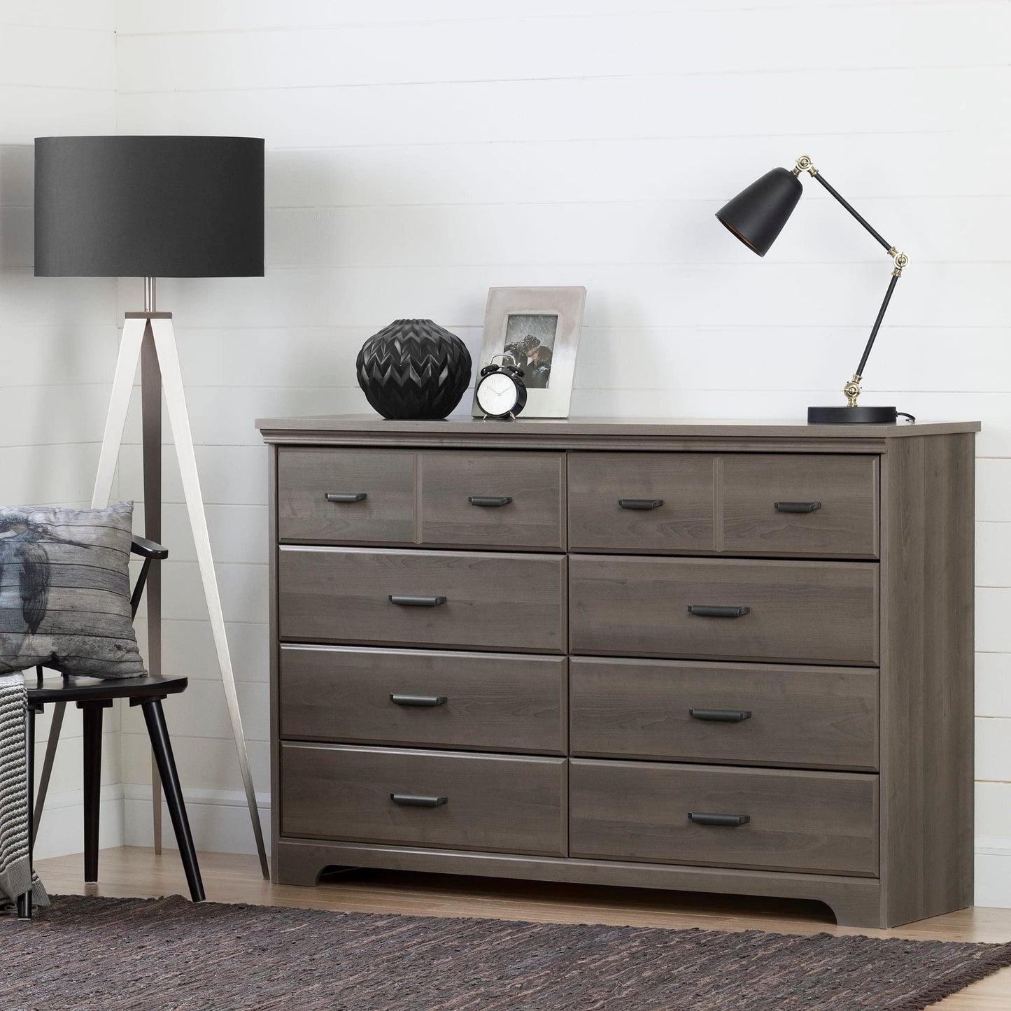 South Shore Versa 8-Drawer Double Dresser Gray Maple, Traditional