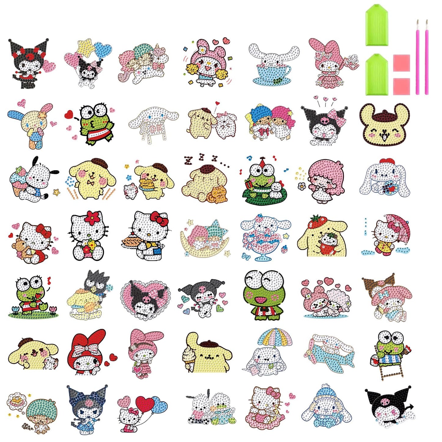 CYNART 48 Pcs Diamond Art Stickers for Kids, Small Diamond Painting Stickers Kits for Kid, Mini Diamond Painting Arts and Crafts for Kids Ages 8-12 for Birthday Party Holiday Gifts
