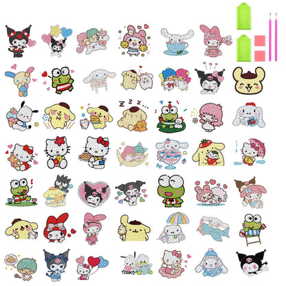 CYNART 48 Pcs Diamond Art Stickers for Kids, Small Diamond Painting Stickers Kits for Kid, Mini Diamond Painting Arts and Crafts for Kids Ages 8-12 for Birthday Party Holiday Gifts