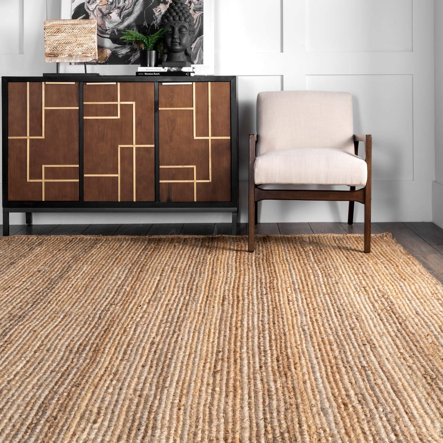 Nuloom Rigo Handmade, Natural, 8'6" x 11'6", Hand Woven, Farmhouse, Jute, Soft and Textured, High Traffic, Stain Resistant, Easy Clean, Durable Area Rug for Bedroom, Living Room, Dining, Den, Foyer