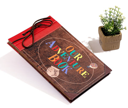 Scrapbook Photo Album,Our Adventure Scrap Book, Embossed Words Hard Cover Movie Up Travel Book for Anniversary, Wedding, Travelling, Baby Shower, etc (Leather Adventure Book)