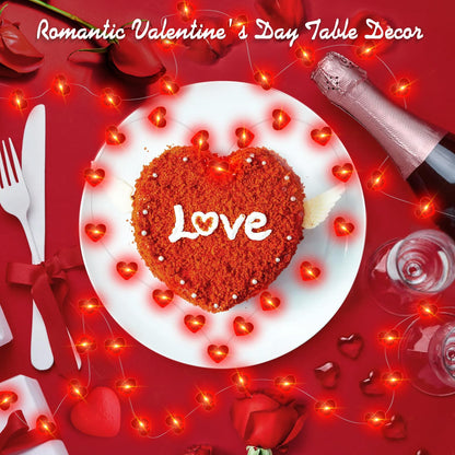 Aogist 50LED Valentine's Day Fairy Lights -16ft Super Bright 3D Red Heart String Light Battery Operated Mather's Day Gift Decor for Indoor/Outdoor Party Home Yard Tree Decor,1 Pack