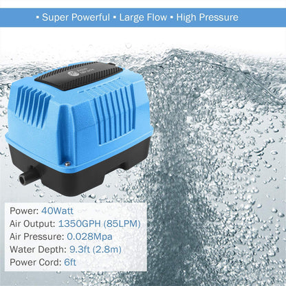 AquaMiracle Linear Air Pump AP80 for Pond Aeration, 1350GPH Septic Air Pump Pond Aerators for Outdoor Ponds, Hydroponic, Waste Treatment, Aquarium, Fish Farm, Seafood Restaurant