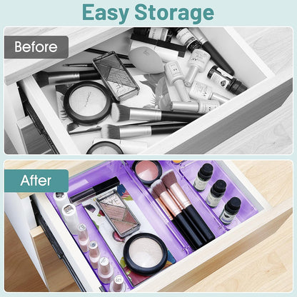 WOWBOX 13 PCS Plastic Drawer Organizer Set, Desk Divider Organizers for Makeup, Jewelry, Gadgets, Kitchen, Bedroom,