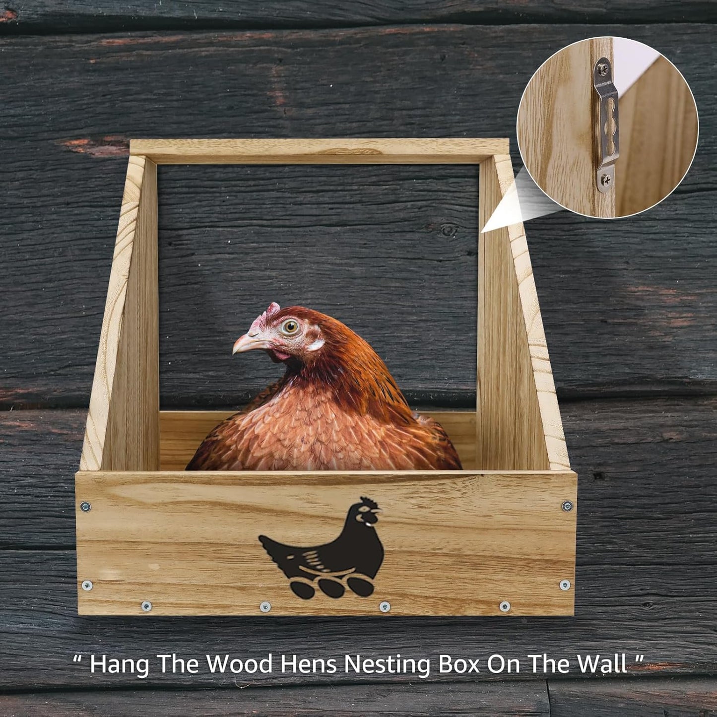 Wooden Chicken Nesting Box for Chickens, Sturdy Wall Mount Egg Laying Box for Hens, Chickens, and Ducks (2 Pack)