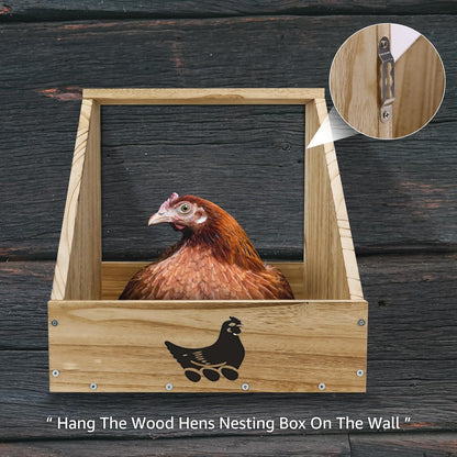 Wooden Chicken Nesting Box for Chickens, Sturdy Wall Mount Egg Laying Box for Hens, Chickens, and Ducks (2 Pack)