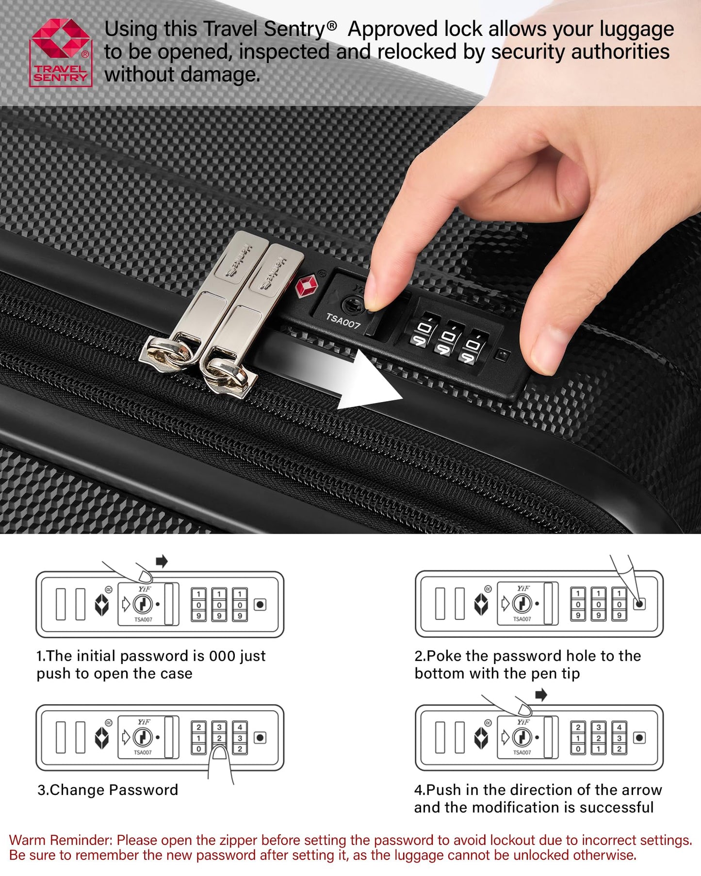 Hanke 24 Inch Plus Expandable Luggage Large Suitcases with Wheels, Medium Checked Luggage Hard Shell Suitcases, PC Trunk Luggage Extra Large Suitcase with Lock for Women Men(Jet Black)