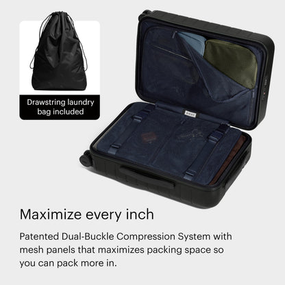 Away Carry-On Luggage - 22-Inch Lightweight Hardside Suitcase with 360° Spinner Wheels, Interior Compression System, TSA-Approved Lock - Jet Black