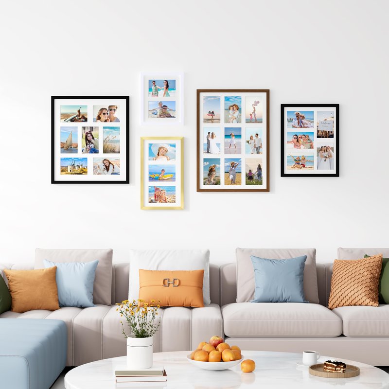 decorUhome 8x14 Picture Frames Collage Wall Decor, Display 3Pcs 4x6 Photos with Mat or 1Pcs 8x14 Unmatted, 3 4x6 Collage Picture Frames for Wall Mounting, Black