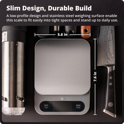 Greater Goods Digital Food Scale for Kitchen & Baking, 10kg/22lb High-Capacity Weight Scale with 1g Precision, Stainless Steel Platform, Hi-Def LCD, Ideal for Bread, Sourdough & Bulk Cooking