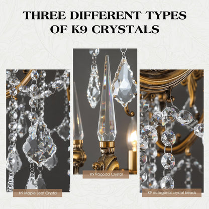 MEELIGHTING Gold Crystal Chandelier, 10-Light Antique Bronze Candle Pendant Ceiling Light Fixture with K9 Crystals for Dining and Living Room, Bedroom, Kitchen Island, Hallway, Dia 36"